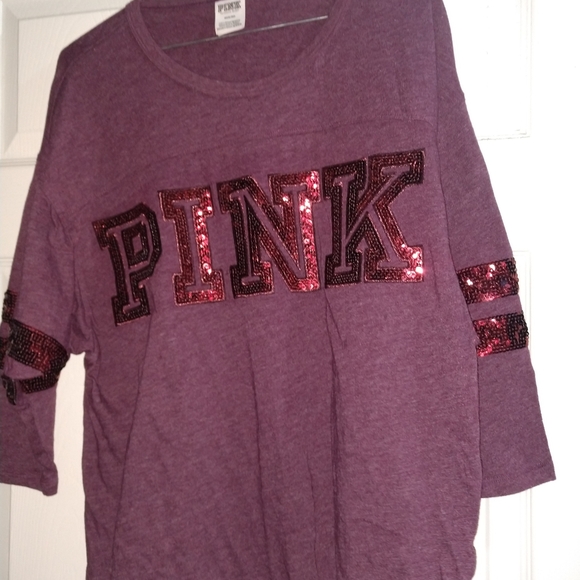 PINK Victoria's Secret Tops - 3/4 length sleeve sequin VS Pink top